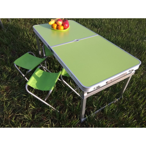 Стіл для пікніка розкладний Easy Camping з 4 стільцями Зелений Посилений