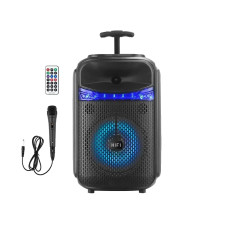Портативна колонка RX-8188 Bluetooth 5.0 з караоке-мікрофоном, LED-підсвіткою, FM, USB, AUX та акумулятором 1800 мА·год