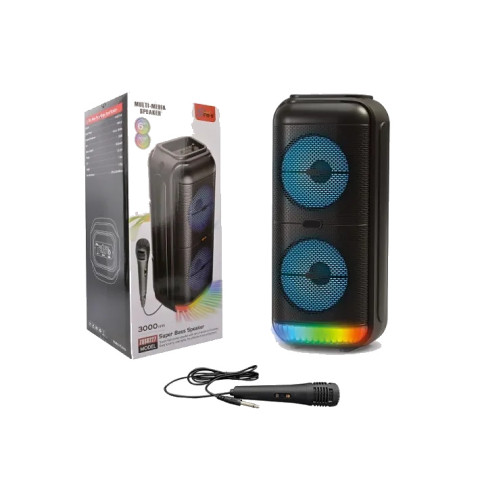 Портативна колонка-караоке ZQS-6227 20 Вт, 2×6,5″, Bluetooth, USB, LED-підсвітка, з мікрофоном