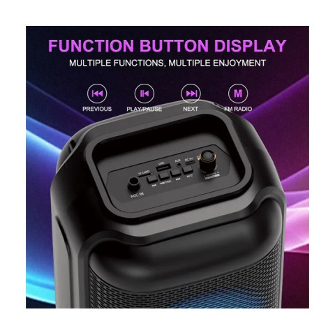 Портативна колонка-караоке ZQS-6227 20 Вт, 2×6,5″, Bluetooth, USB, LED-підсвітка, з мікрофоном