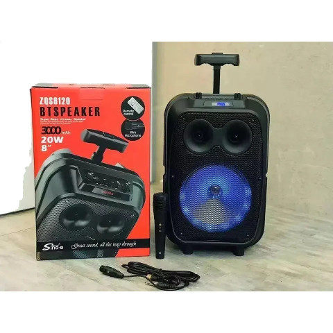 Портативна колонка ZQS-8120 20 Вт з Bluetooth, FM, LED-підсвіткою, USB/TF, мікрофоном і пультом ДК