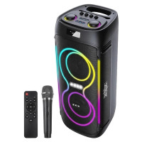 Портативна колонка ZXX-5509 1200 Вт, 2×6,5″, TWS/FM/USB/TF/Bluetooth/LED/REC/MIC, на акумуляторі, з мікрофоном і пультом ДК, 265×265×620 мм