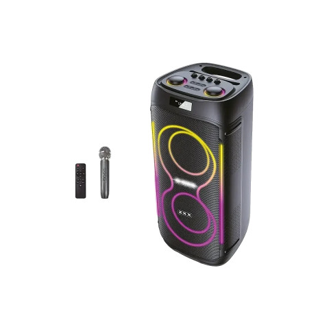 Портативна колонка ZXX-5509 1200 Вт, 2×6,5″, TWS/FM/USB/TF/Bluetooth/LED/REC/MIC, на акумуляторі, з мікрофоном і пультом ДК, 265×265×620 мм
