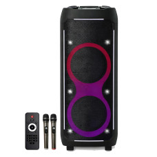 Колонка-караоке ZXX-6510 100 Вт, 2×10″, Bluetooth, TWS, USB/TF, FM, LED, з 2 радіомікрофонами