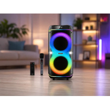 Портативна колонка для караоке ZXX-8085 80 Вт, 2×8″, TWS, FM, USB, TF, LED-підсвітка, з мікрофоном