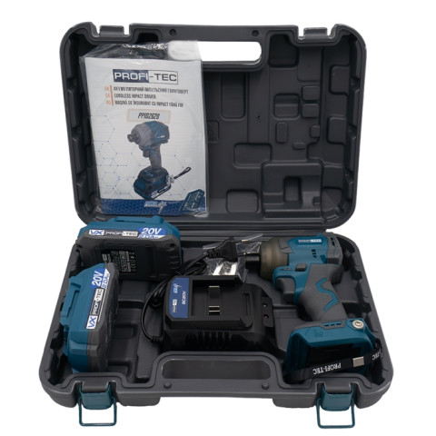 Акумуляторний імпульсний гвинтоверт PROFI-TEC PPID2620 POWERLine (2×PT2020VX (2.0 Аг), зарядний пристрій)