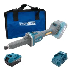 Акумуляторна пряма шліфувальна машина PROFI-TEC PPSG0620 UltraCore (1×PT2040EP (4.0 Аг), зарядний пристрій, сумка