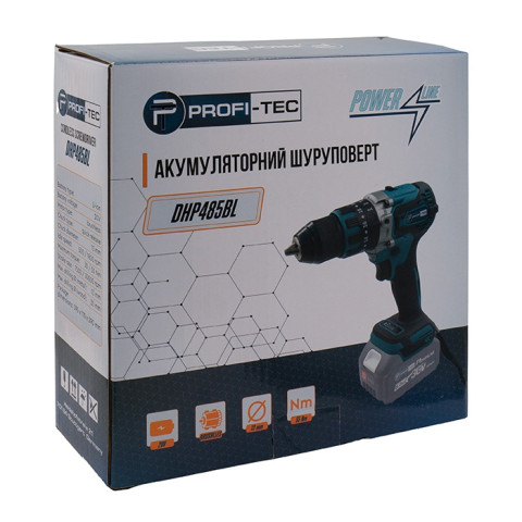 Акумуляторний дриль-шуруповерт PROFI-TEC DHP485BL POWERLine (без акумулятора та зарядного пристрою) 