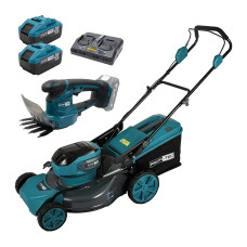 Акційний КОМПЛЕКТ PROFI-TEC: Акумуляторна газонокосарка EcoCut 51 Pro 40 В (2×20 В) + Акумуляторні ножиці-кущорізи PHT1110 + 2×PT2080EP (8.0 Аг), ЗП QBCD20/4 dual quick, коробка