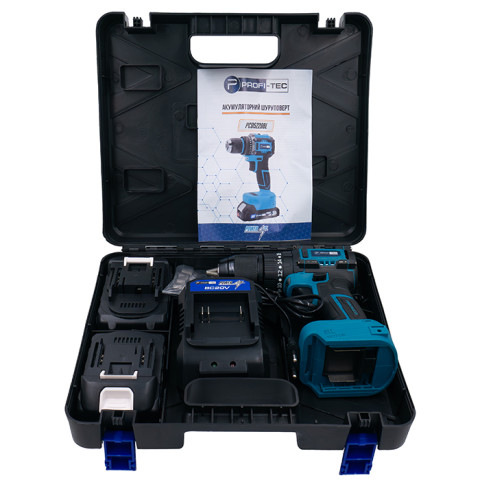 Акумуляторний шуруповерт PROFI-TEC PCD5220 POWERLine (2×PT2020MP (2.0 Аг), зарядний пристрій)