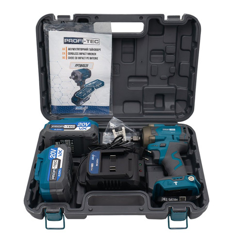 Акумуляторний гайковерт PROFI-TEC PPTW4520 POWERLine (2×PT2040VX (4.0 Аг), зарядний пристрій)