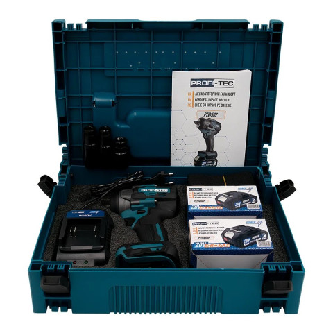 Акумуляторний гайковерт PROFI-TEC PTW502 POWERLine (2×PT2040MP (4.0 Аг), зарядний пристрій)