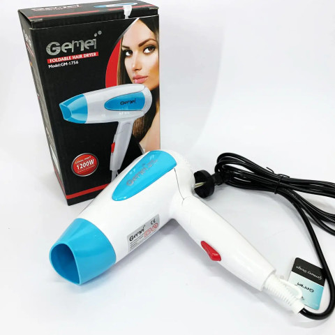 Фен дорожній Gemei GM-1756 1200 Вт Синій