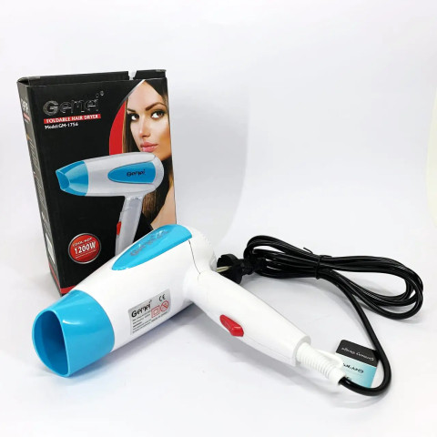 Фен дорожній Gemei GM-1756 1200 Вт Синій