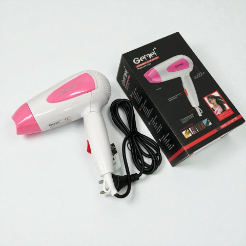 Фен дорожній Gemei GM-1756 1200 Вт Рожевий