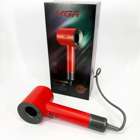 Профессиональный фен VGR V-445 1600 Вт холодный обдув ионизация Красный