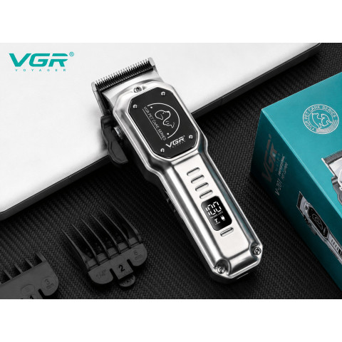 Машинка для стрижки собак і котів VGR V-201, акумуляторна, 4 насадки, LED, USB