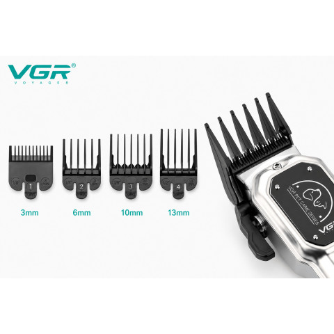 Машинка для стрижки собак і котів VGR V-201, акумуляторна, 4 насадки, LED, USB