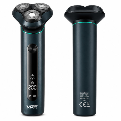 Електробритва VGR V-310 роторна 3 головки IPX7 LED USB-C для сухого та вологого гоління