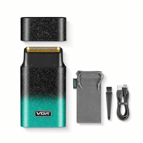 Акумуляторний шейвер VGR V-326 Green, сіткова бритва LED IPX6, до 80 хв роботи