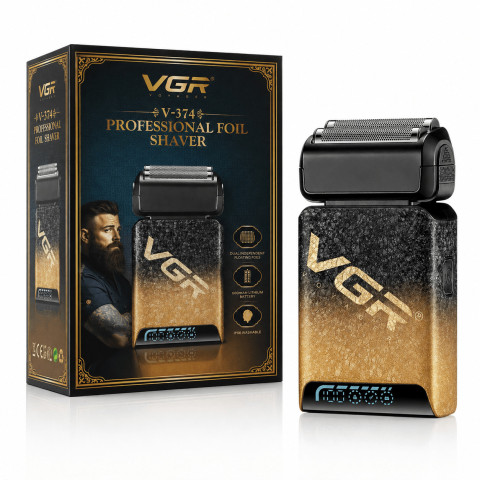 Акумуляторна електробритва VGR V-374 Gold, подвійне лезо, LED дисплей, USB-C