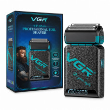 Акумуляторна електробритва VGR V-374 Blue, 2 сітки, LED дисплей, USB Type-C