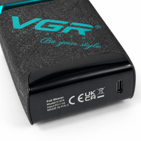 Акумуляторна електробритва VGR V-374 Blue, 2 сітки, LED дисплей, USB Type-C