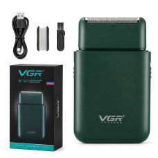 Електробритва VGR V-390 Green сіткова з тримером для бороди акумуляторна USB