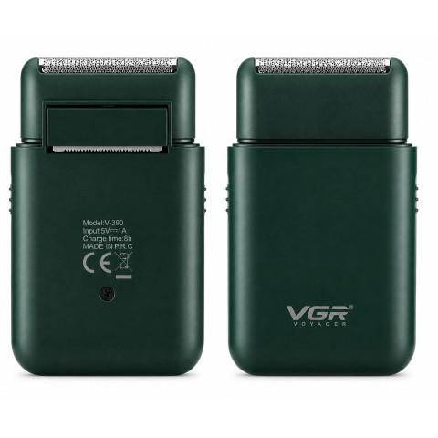 Електробритва VGR V-390 Green сіткова з тримером для бороди акумуляторна USB