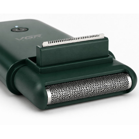 Електробритва VGR V-390 Green сіткова з тримером для бороди акумуляторна USB
