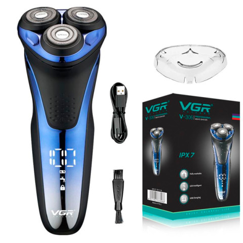 Електробритва VGR V-306 акумуляторна роторна 3 головки USB IPX7