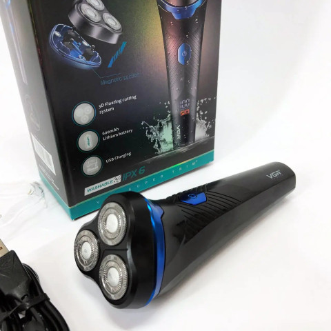 Електробритва VGR V-314 акумуляторна роторна 3 головки USB IPX6