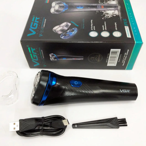 Електробритва VGR V-314 акумуляторна роторна 3 головки USB IPX6
