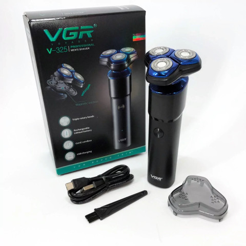 Електробритва VGR V-325 акумуляторна роторна 3 головки USB IPX6