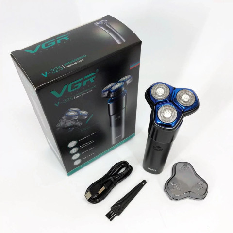 Електробритва VGR V-325 акумуляторна роторна 3 головки USB IPX6