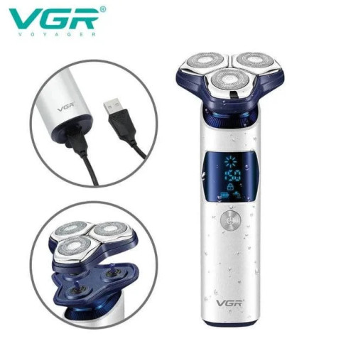 Електробритва VGR V-328 акумуляторна роторна 3 головки USB IPX7