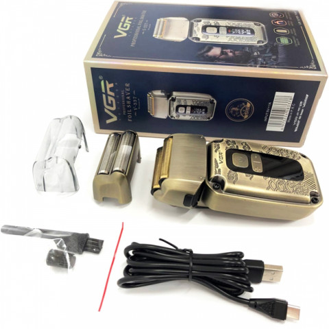 Електробритва-шейвер VGR V-337 акумуляторна сіткова 2 головки USB IPX6