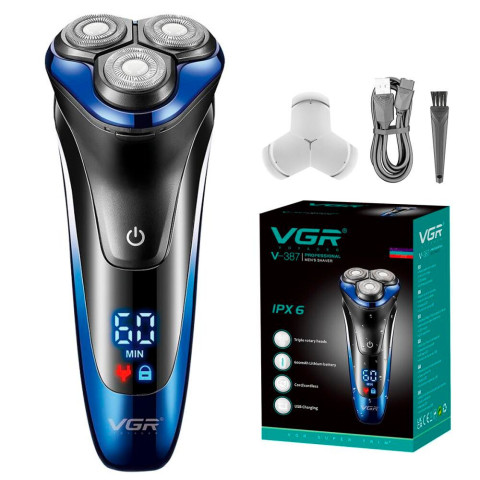 Електробритва VGR V-387 акумуляторна роторна 3 головки USB IPX6