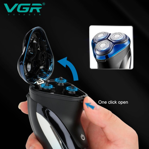 Електробритва VGR V-387 акумуляторна роторна 3 головки USB IPX6