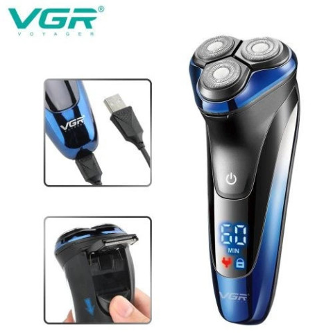 Електробритва VGR V-387 акумуляторна роторна 3 головки USB IPX6