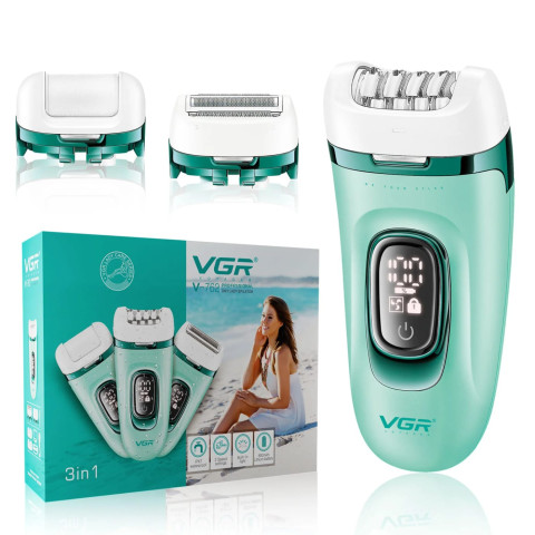Епілятор жіночий VGR V-762 3в1 USB акумуляторний зелений