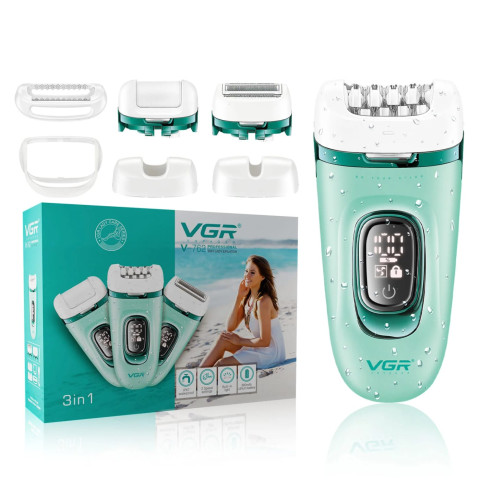 Епілятор жіночий VGR V-762 3в1 USB акумуляторний зелений
