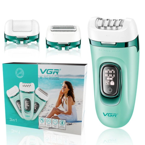 Епілятор жіночий VGR V-762 3в1 USB акумуляторний зелений