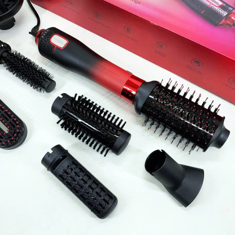 Фен-щітка VGR V-488 Hot Air Brush 8в1 1100 Вт Червона