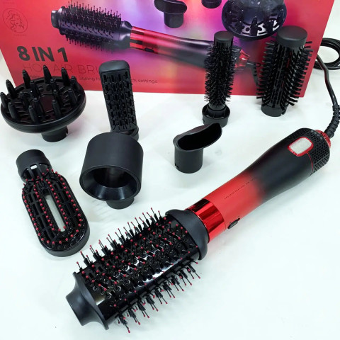 Фен-щітка VGR V-488 Hot Air Brush 8в1 1100 Вт Червона
