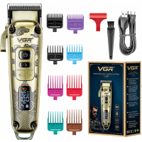 Машинка для стрижки VGR V-005 Gold акумуляторна з 8 насадками