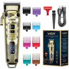 Машинка для стрижки VGR V-005 Gold акумуляторна з 8 насадками
