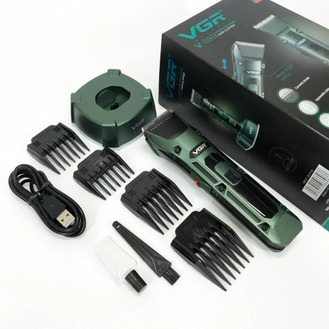 Машинка для стрижки VGR V-696 LED акумуляторна з 4 насадками