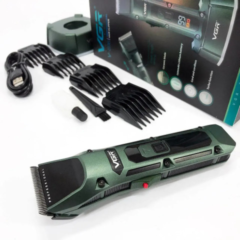 Машинка для стрижки VGR V-696 LED акумуляторна з 4 насадками