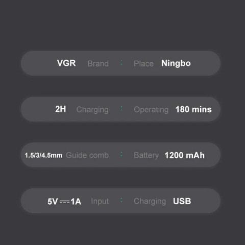 Машинка для стрижки VGR V-989 USB з керамічним лезом і LED-дисплеєм